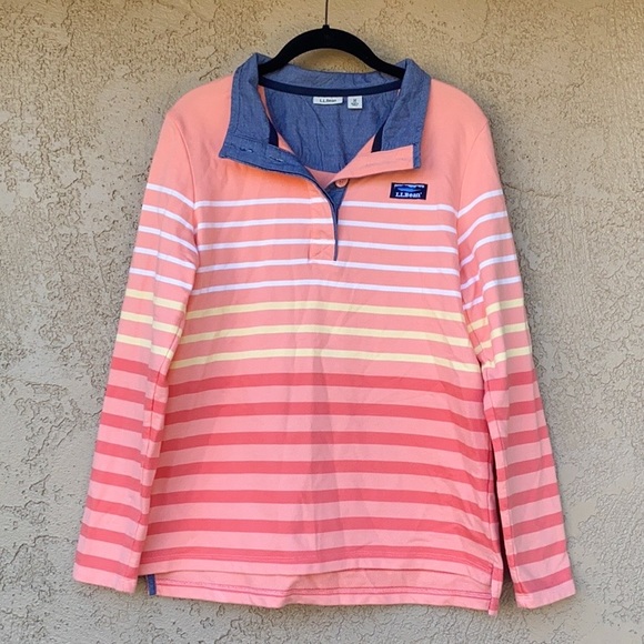 L.L. Bean Tops - L.L. Bean Women’s Soft Cotton Henley Rugby, Stripe Sz. M